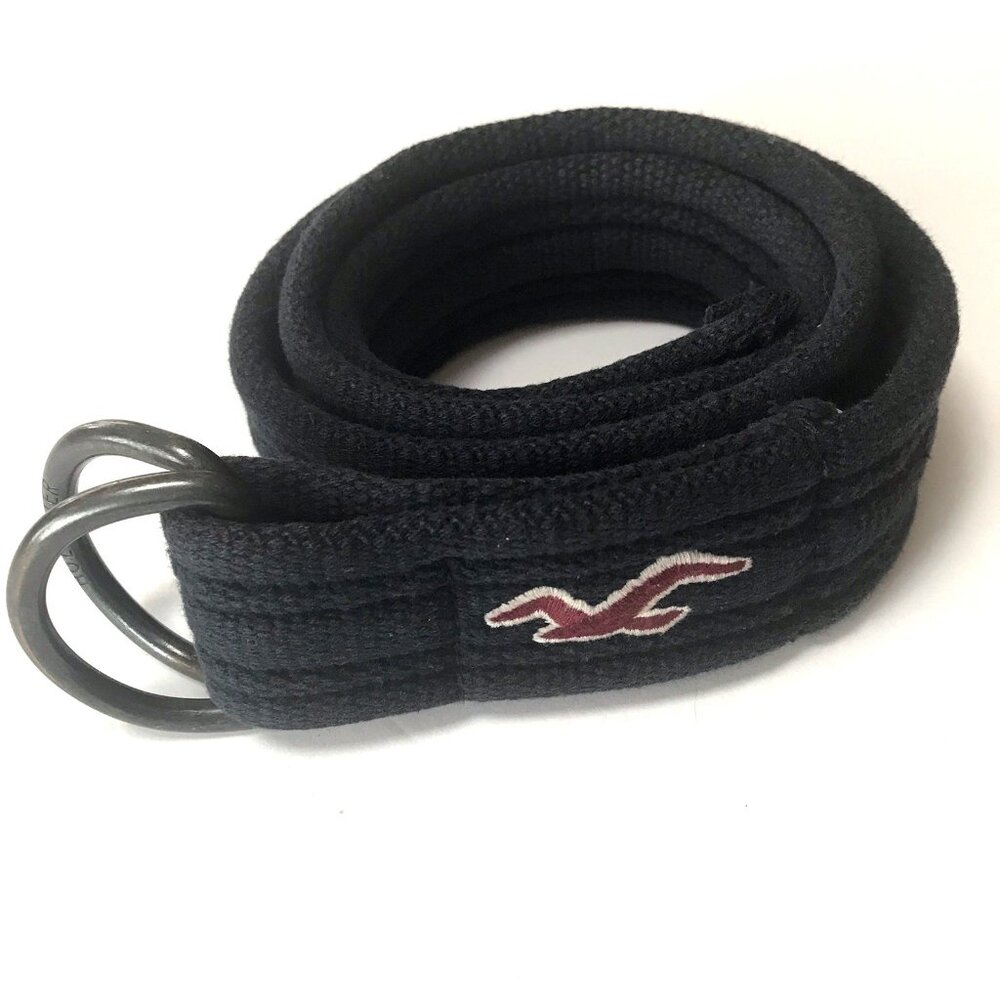 Hollister Belt Mens 30 Canvas Woven D-Ring Blue Bird Logo Surfer Preppy Y2K VTG